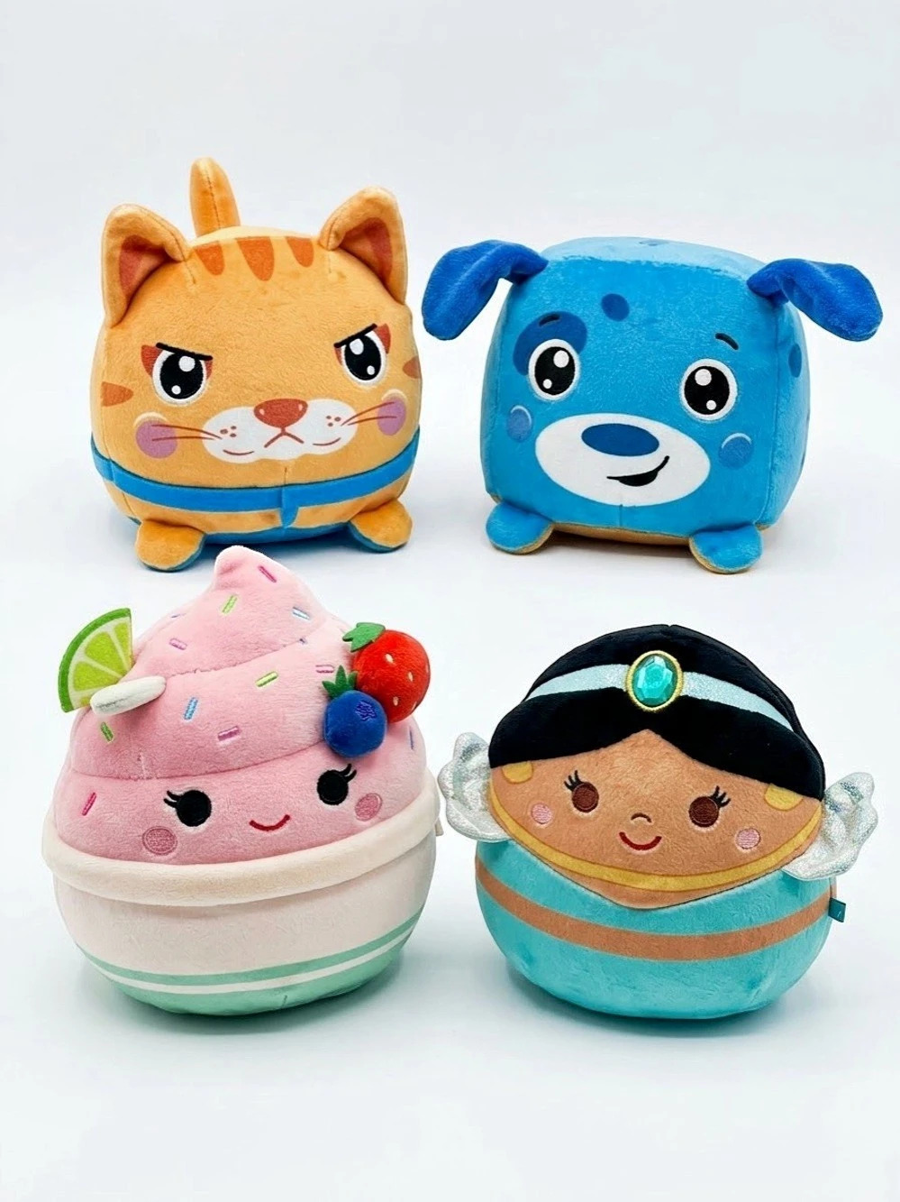 Bundle of 3 Mini Plushies: Disney Jasmine, Sweet Treat and Orange Cat & Blue Dog